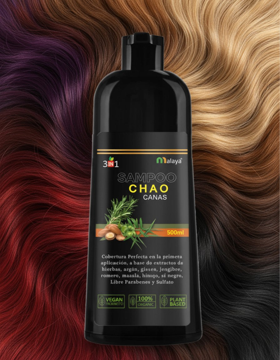 🧴 SHAMPOO CHAO CANAS – ¡Recupera tu color natural sin tintes!