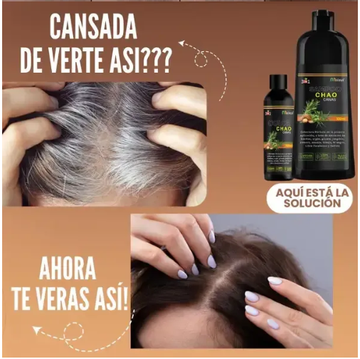 🧴 SHAMPOO CHAO CANAS – ¡Recupera tu color natural sin tintes!