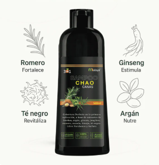🧴 SHAMPOO CHAO CANAS – ¡Recupera tu color natural sin tintes!