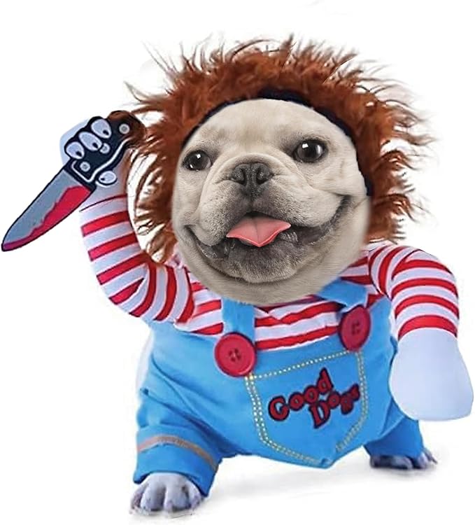 🪓 Disfraz de Chucky para Mascotas – ¡Terror y ternura en un solo look! 👻  Este mes con Descuento del 30%